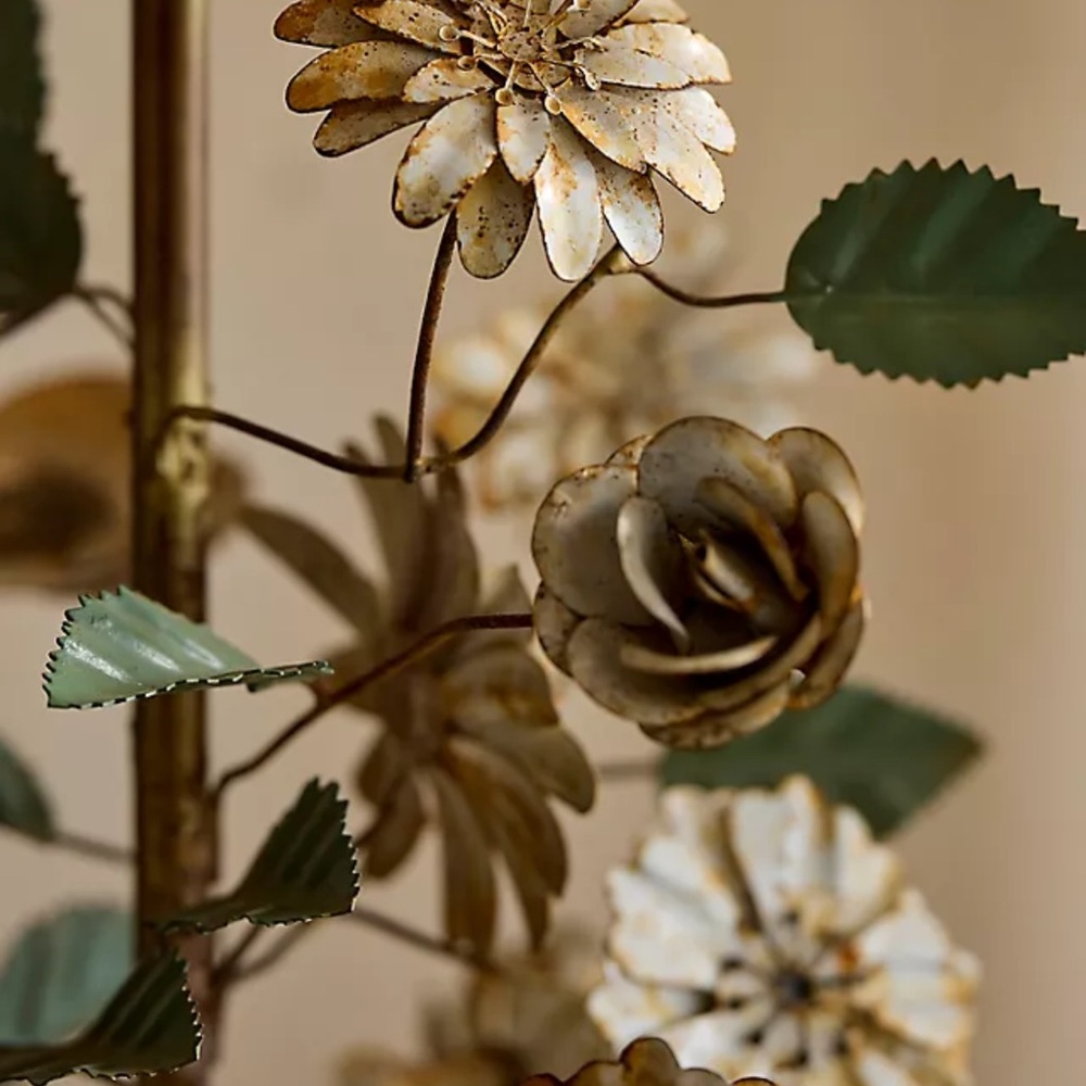 Anthropologie Gold and Green Floral Table Lamp - Picture 3 of 7